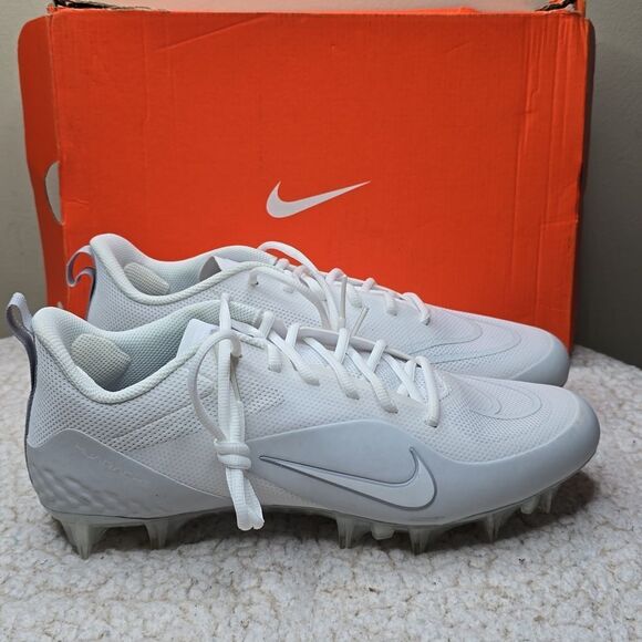 NIB Nike Men's Alpha Huarache8 Pro Lax Lacrosse Cleats Shoes White/Pure Platinum - Picture 3 of 11